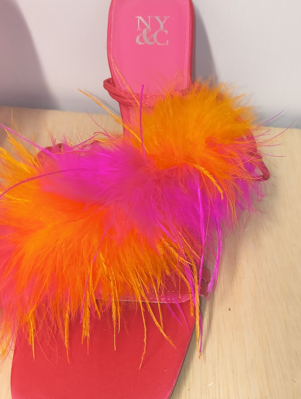 New York & Company Women's Georgia Lace-up Heel Sandals In Hot Pink & Orange 11 - Picture 4 of 11